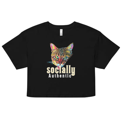 Socially Authentic Women’s Crop Top - My Social Cat Bonafide Boutique LLCSocially Authentic Women’s Crop Topcrop topMy Social Cat Bonafide Boutique LLCBlackXSauthenticcat