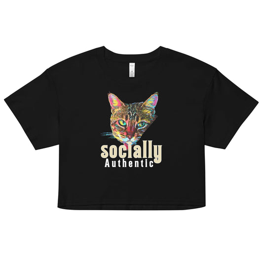 Socially Authentic Women’s Crop Top - My Social Cat Bonafide Boutique LLCSocially Authentic Women’s Crop Topcrop topMy Social Cat Bonafide Boutique LLCBlackXSauthenticcat