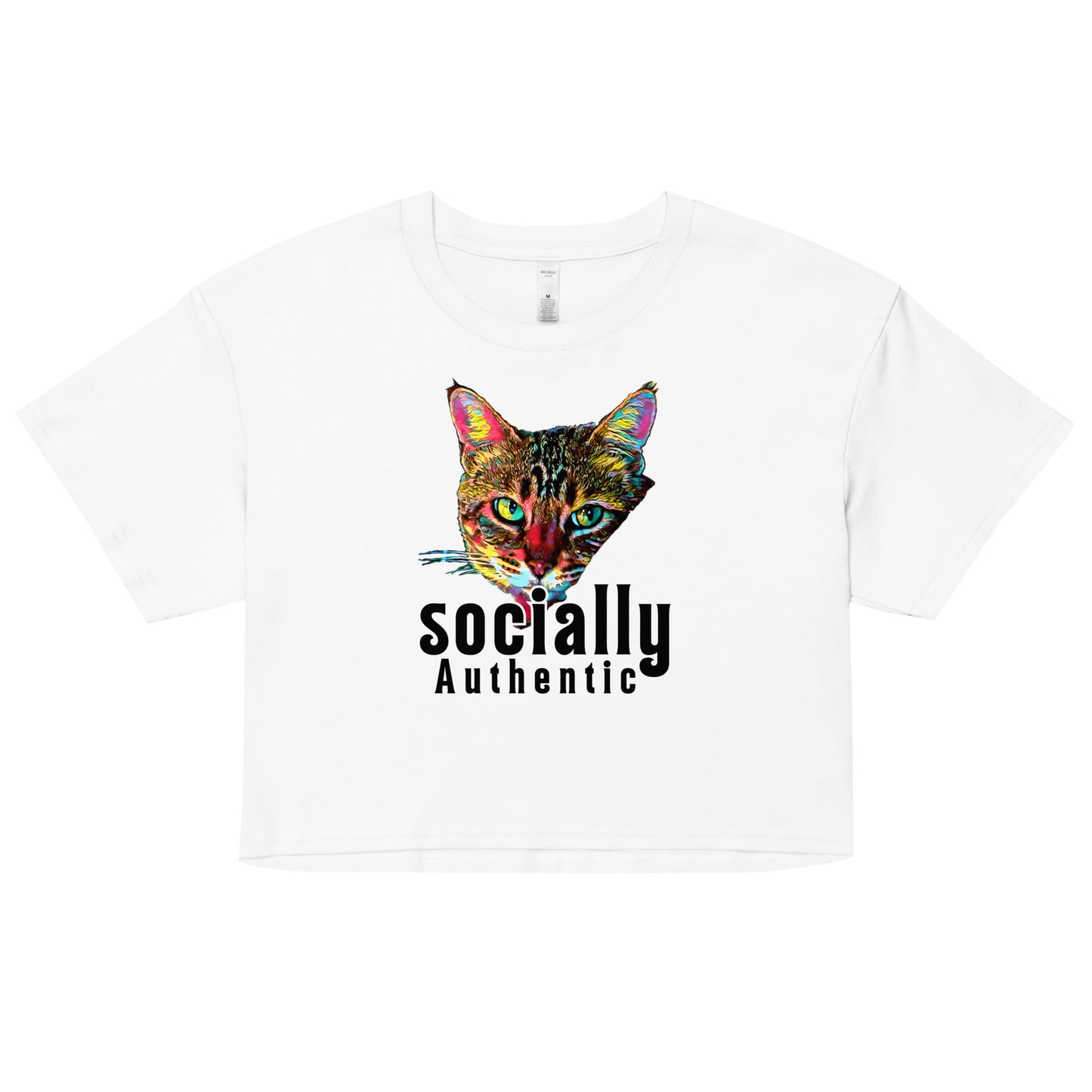 Socially Authentic Women’s Crop Top - My Social Cat Bonafide Boutique LLCSocially Authentic Women’s Crop Topcrop topMy Social Cat Bonafide Boutique LLCWhiteXSauthenticcat