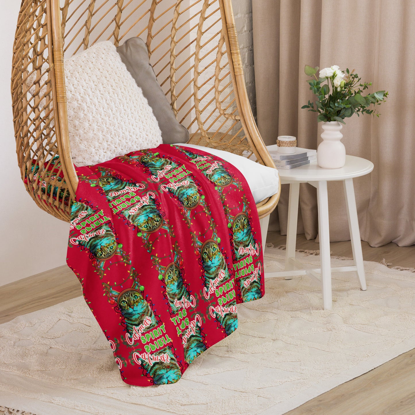 Catmas Spirit Mosaic Sherpa Blanket