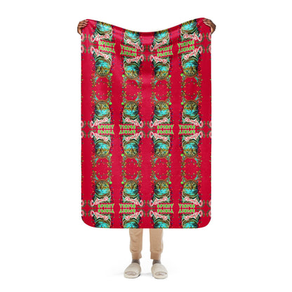 Catmas Spirit Mosaic Sherpa Blanket