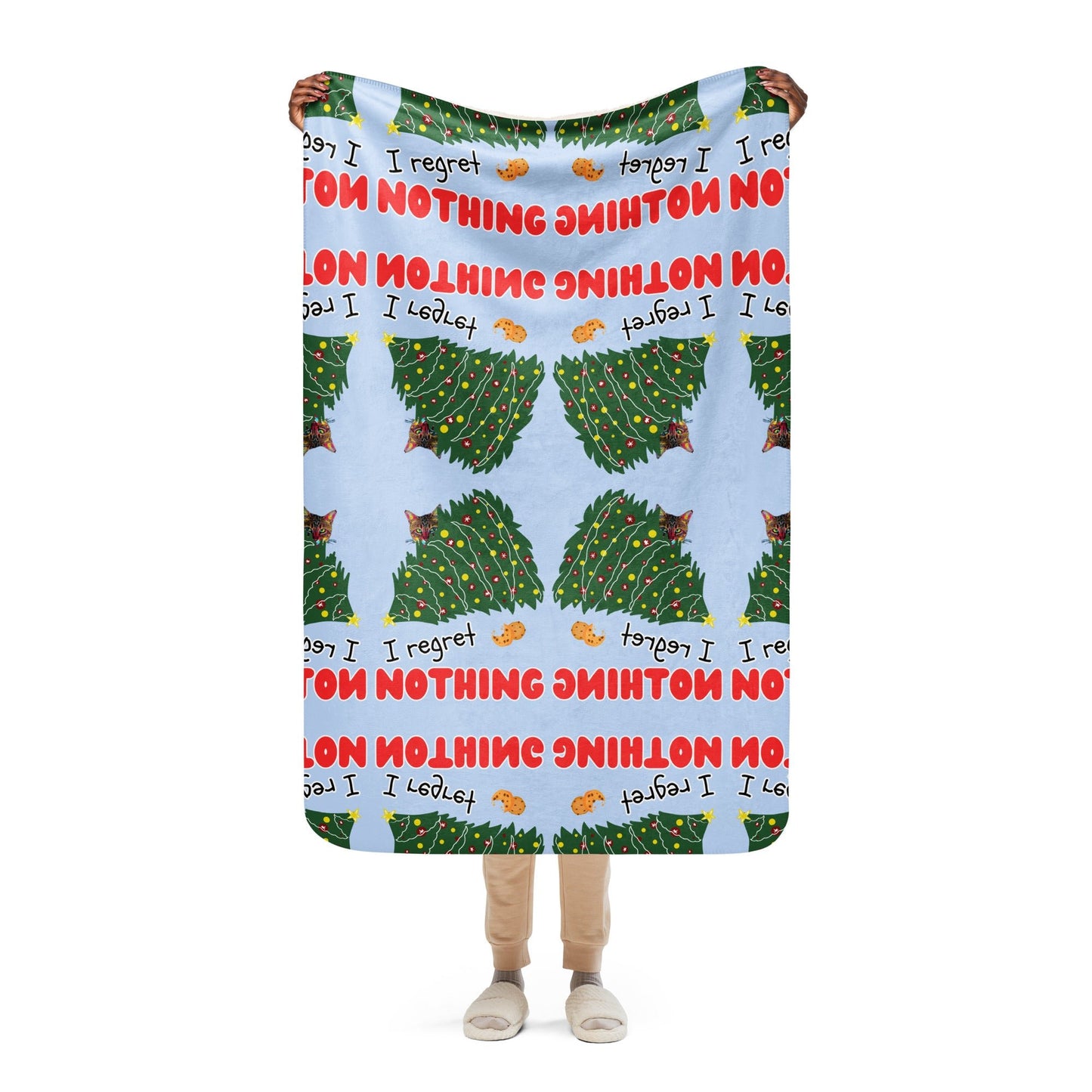 Regret Nothing Mosaic Sherpa Blanket