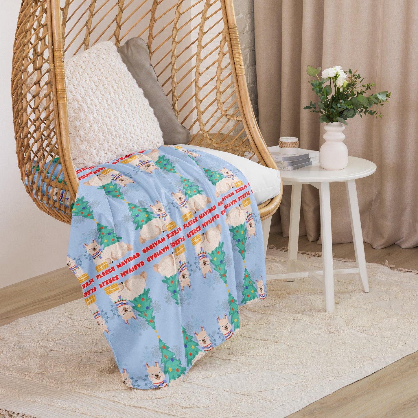 Fleece Navidad Mosaic Sherpa Blanket