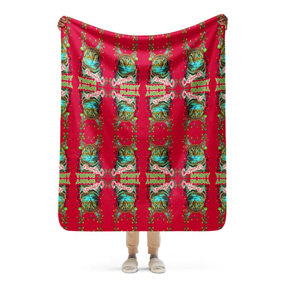 Catmas Spirit Mosaic Sherpa Blanket