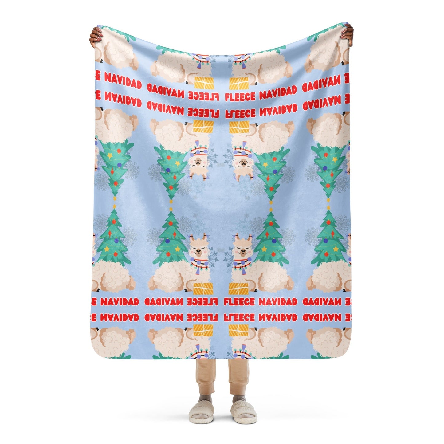 Fleece Navidad Mosaic Sherpa Blanket