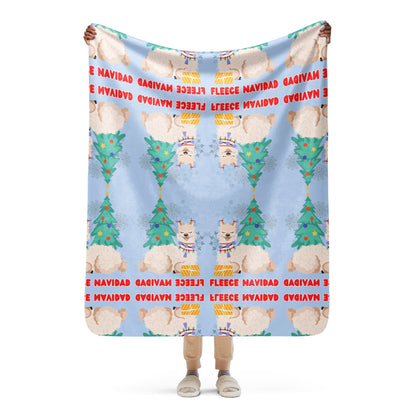 Fleece Navidad Mosaic Sherpa Blanket