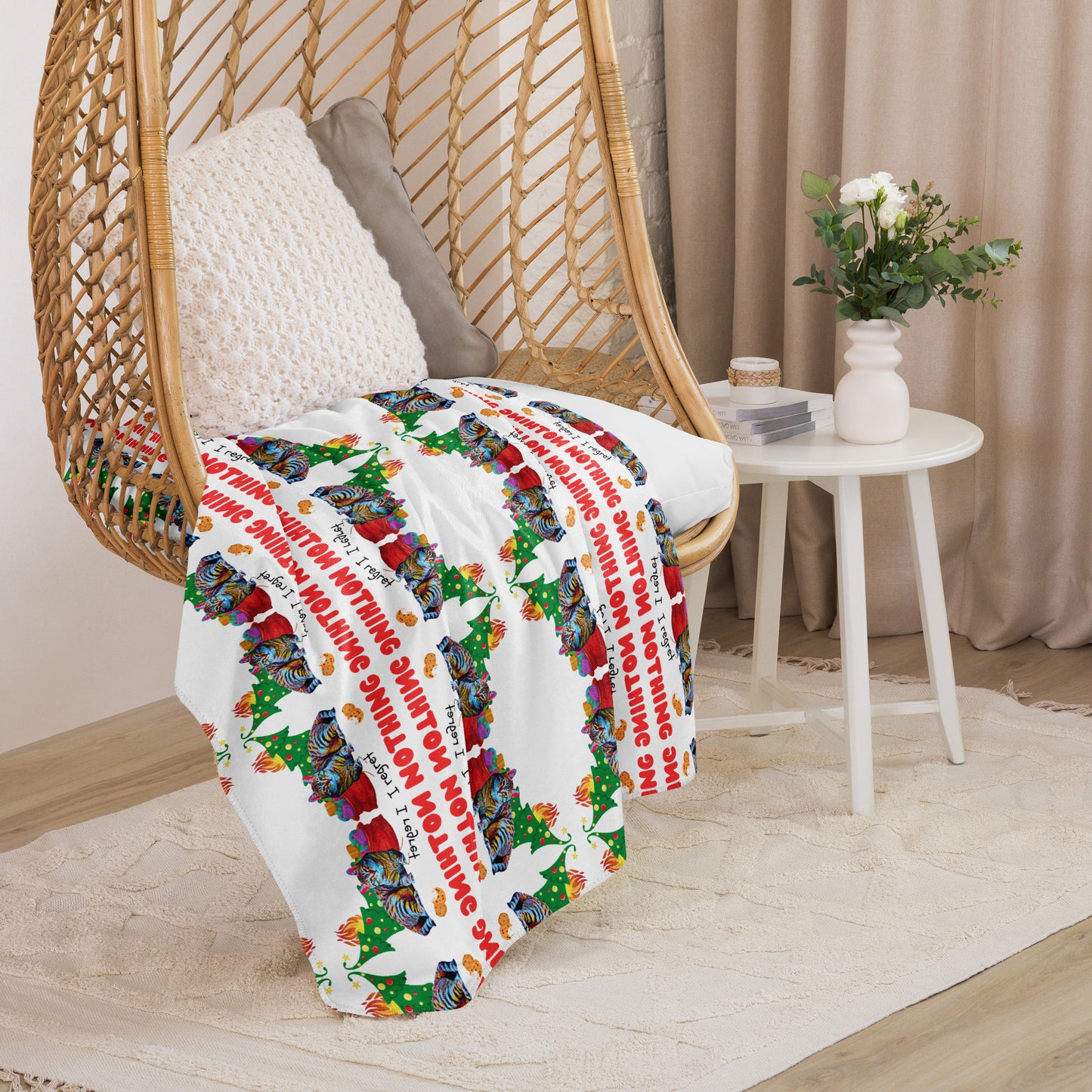 sherpa blanket on swing chair