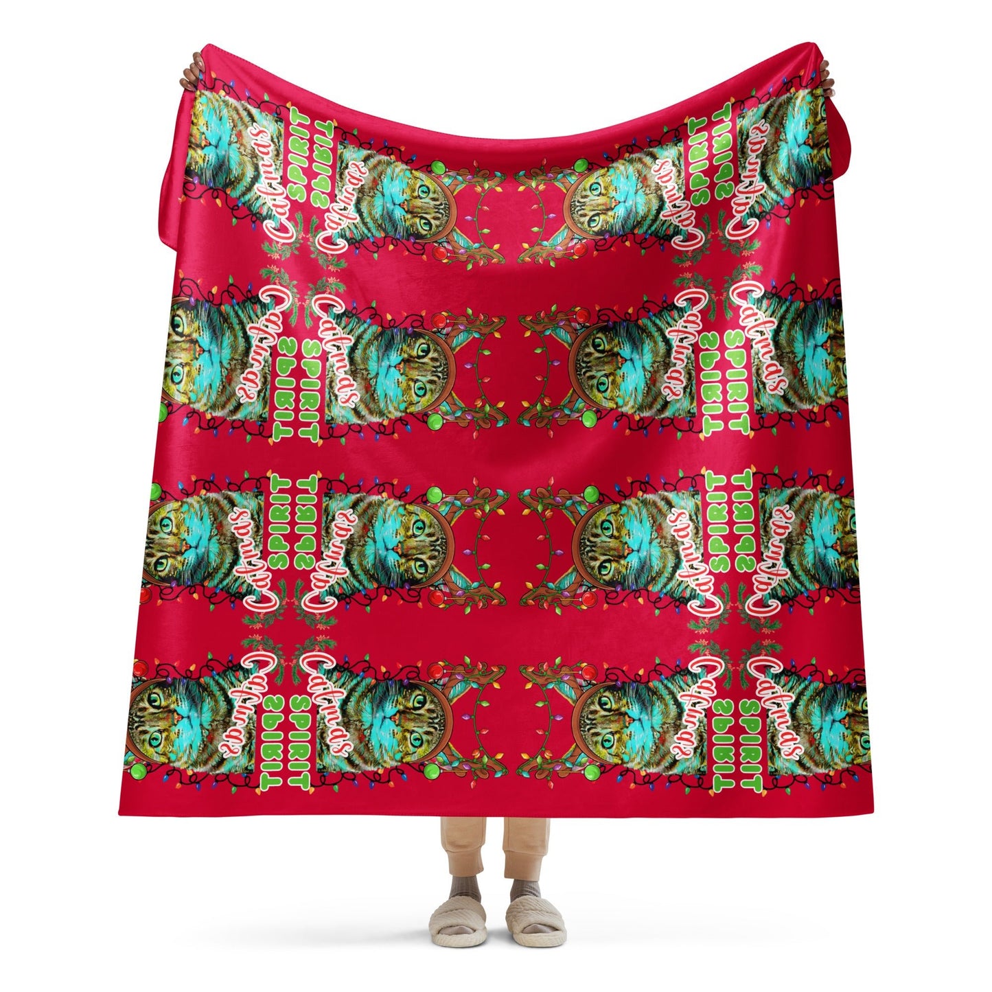 Catmas Spirit Mosaic Sherpa Blanket