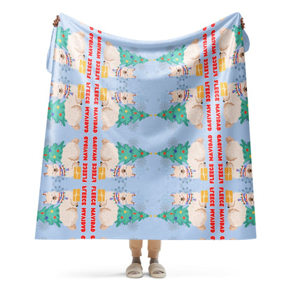 Fleece Navidad Mosaic Sherpa Blanket