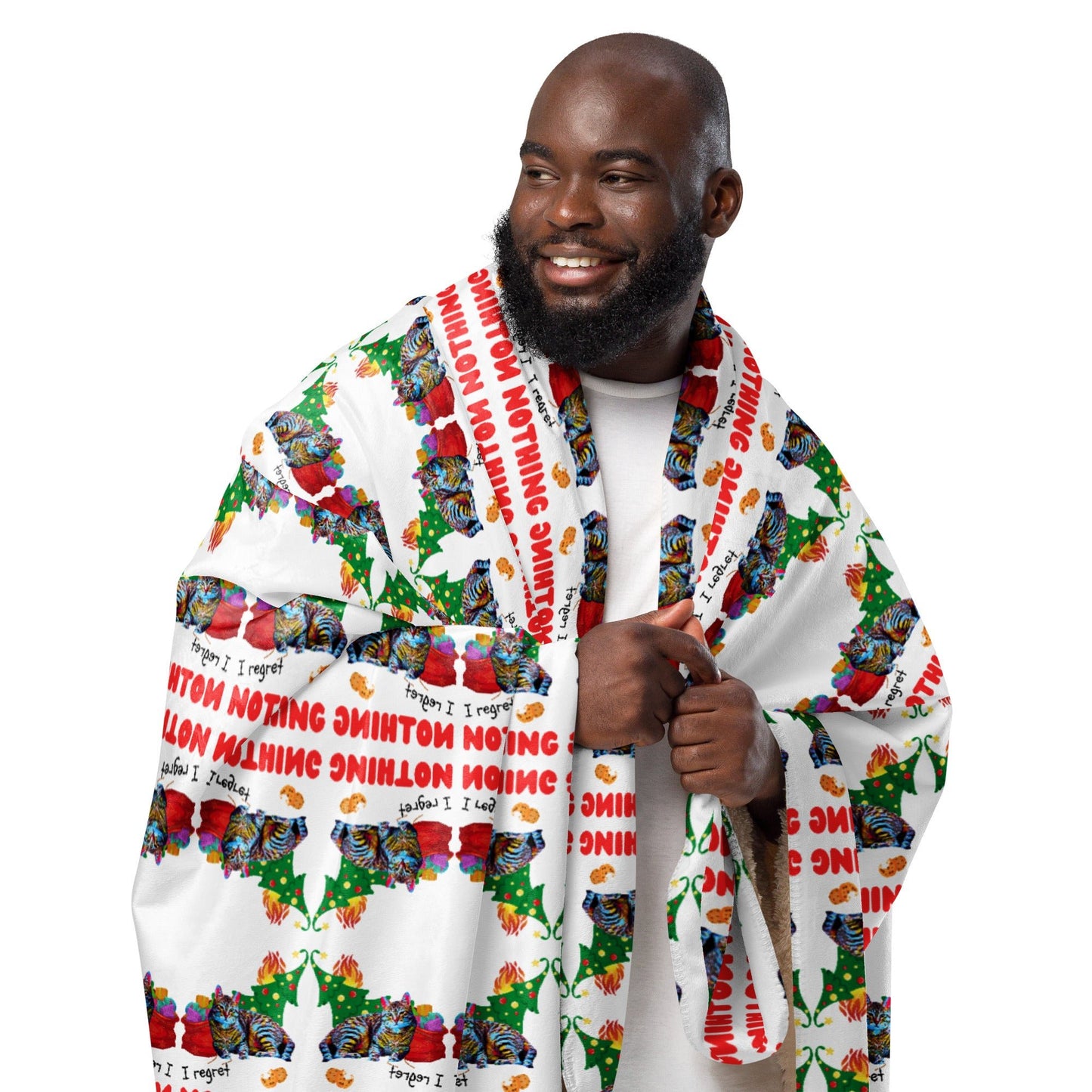 black man covered sherpa blanket i regret nothing christmas 