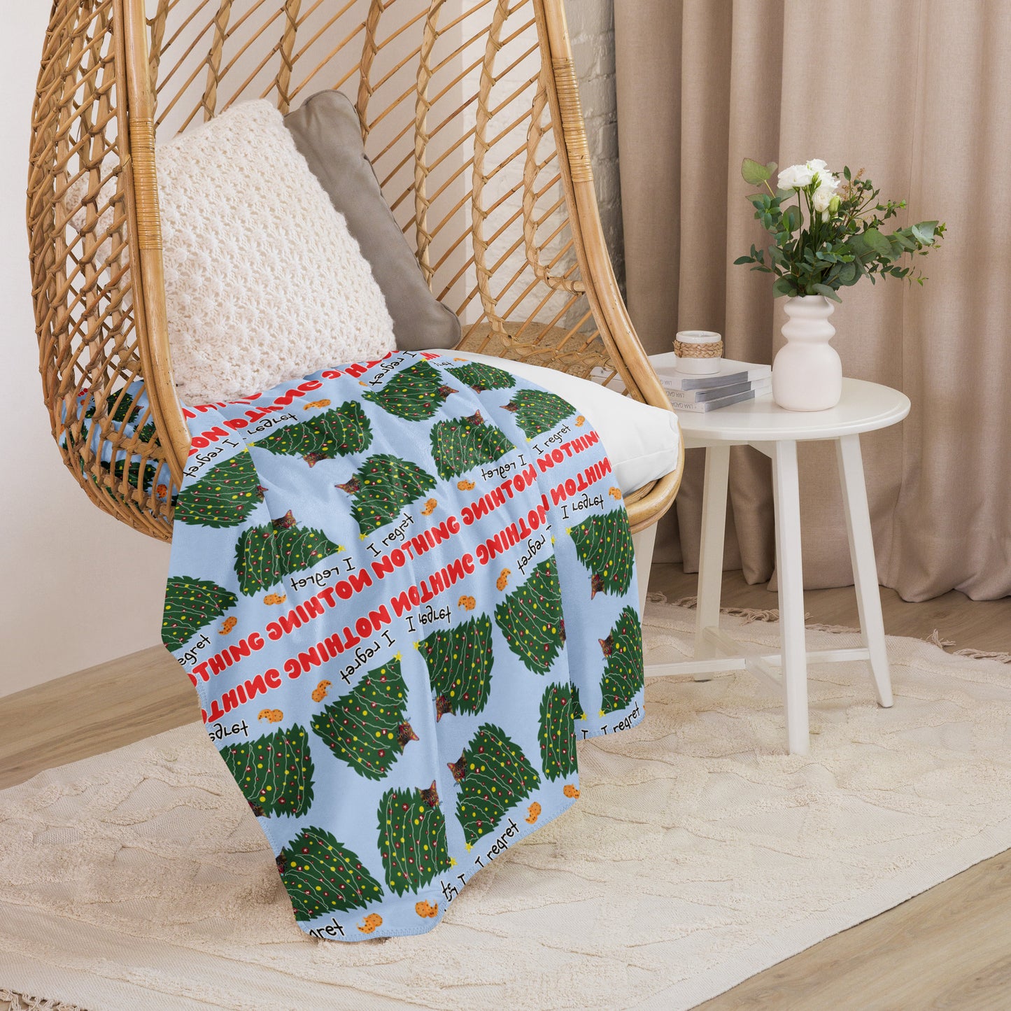 Regret Nothing Mosaic Sherpa Blanket
