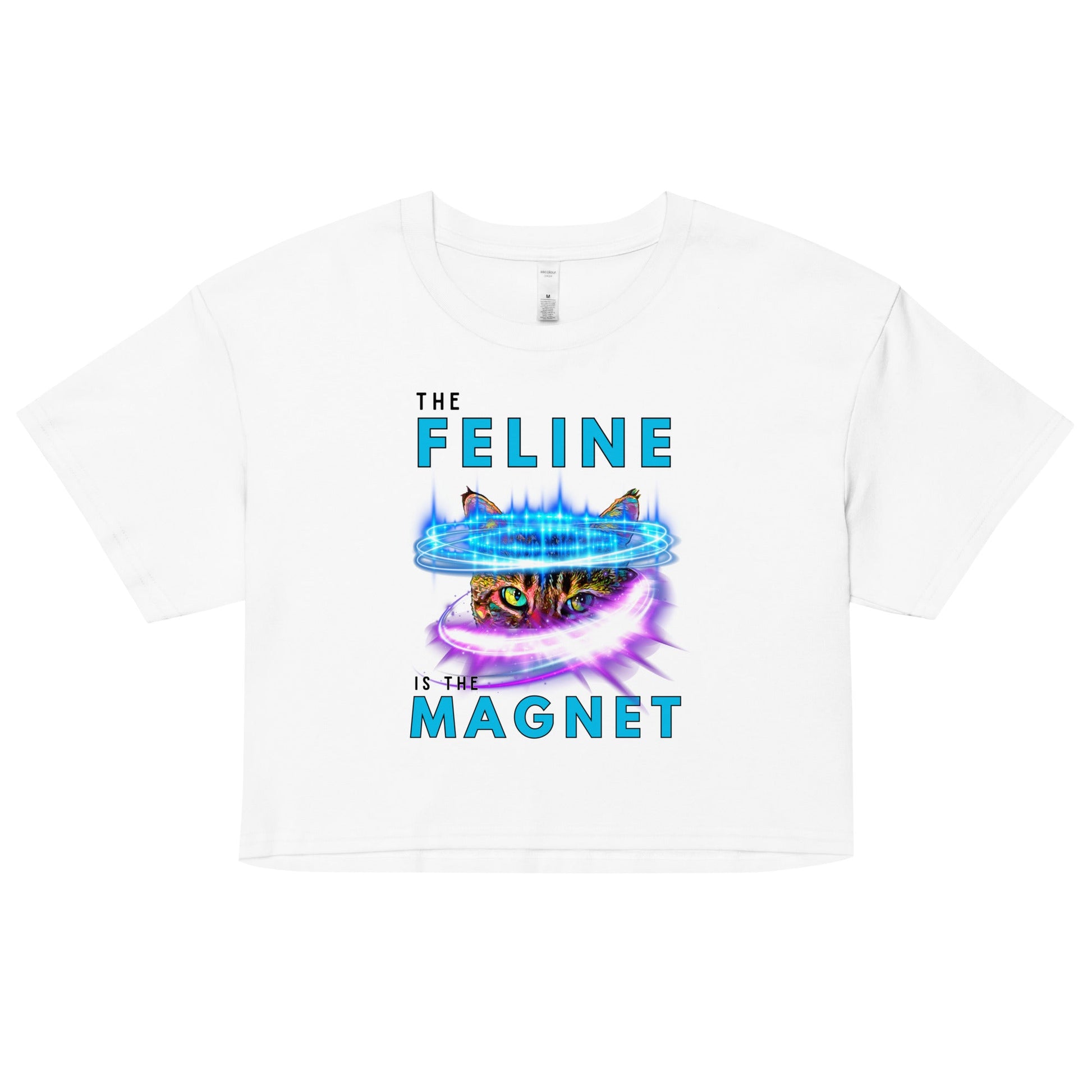 The Feline is the Magnet Women’s Crop Top - My Social Cat Bonafide Boutique LLCThe Feline is the Magnet Women’s Crop TopT-shirtMy Social Cat Bonafide Boutique LLCWhiteXScropfeeling