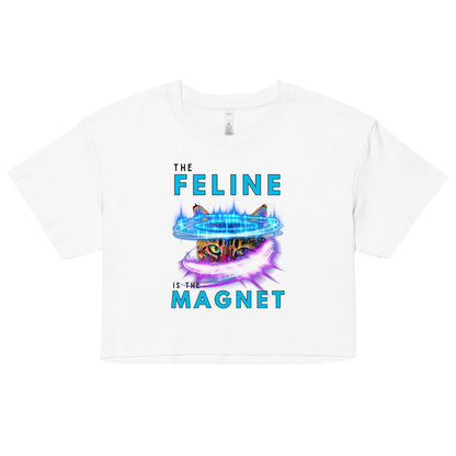 The Feline is the Magnet Women’s Crop Top - My Social Cat Bonafide Boutique LLCThe Feline is the Magnet Women’s Crop TopT-shirtMy Social Cat Bonafide Boutique LLCWhiteXScropfeeling