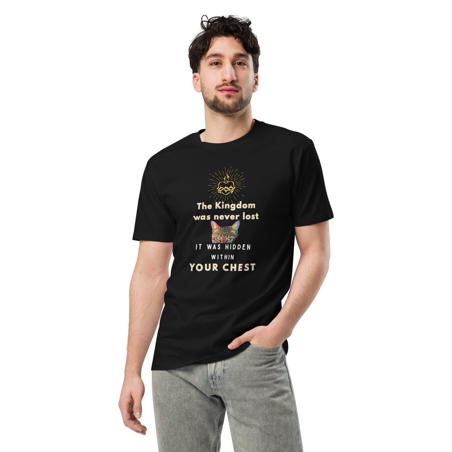 The Kingdom is Hidden within your Chest Unisex Premium Tee - My Social Cat Bonafide Boutique LLCThe Kingdom is Hidden within your Chest Unisex Premium TeeT-shirtMy Social Cat Bonafide Boutique LLCBlackScatchest