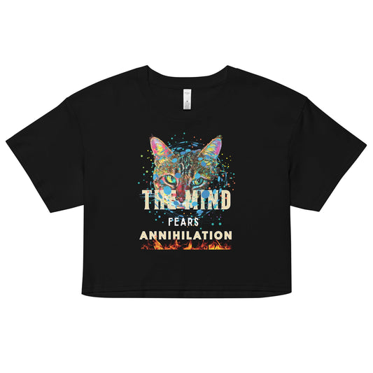 The Mind Fears Annihilation Women’s crop top - My Social Cat Bonafide Boutique LLCThe Mind Fears Annihilation Women’s crop topcrop topMy Social Cat Bonafide Boutique LLCBlackXSannihilationcat
