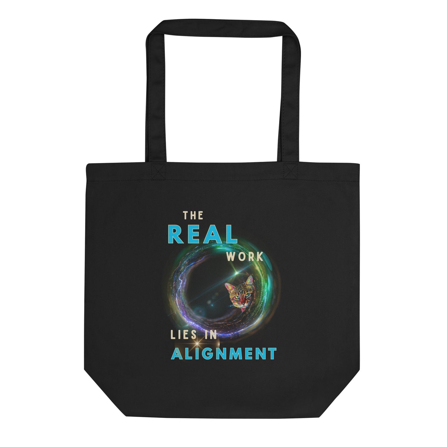 The Real Work Lies In Alignment Eco Organic Cotton Tote Bag - My Social Cat Bonafide Boutique LLC 