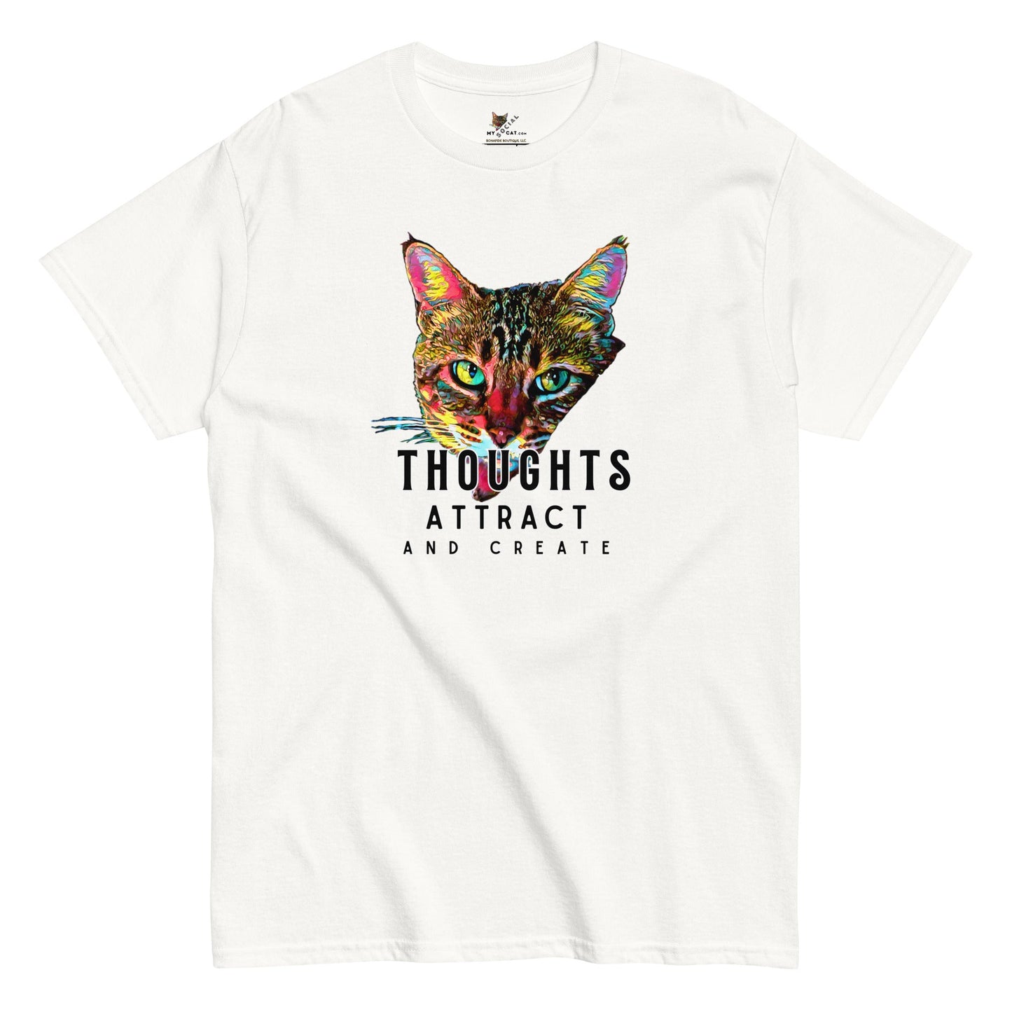 Thoughts Attract and Create Unisex Classic Tee - My Social Cat Bonafide Boutique LLCThoughts Attract and Create Unisex Classic TeeT-shirtMy Social Cat Bonafide Boutique LLCWhiteScatcreate