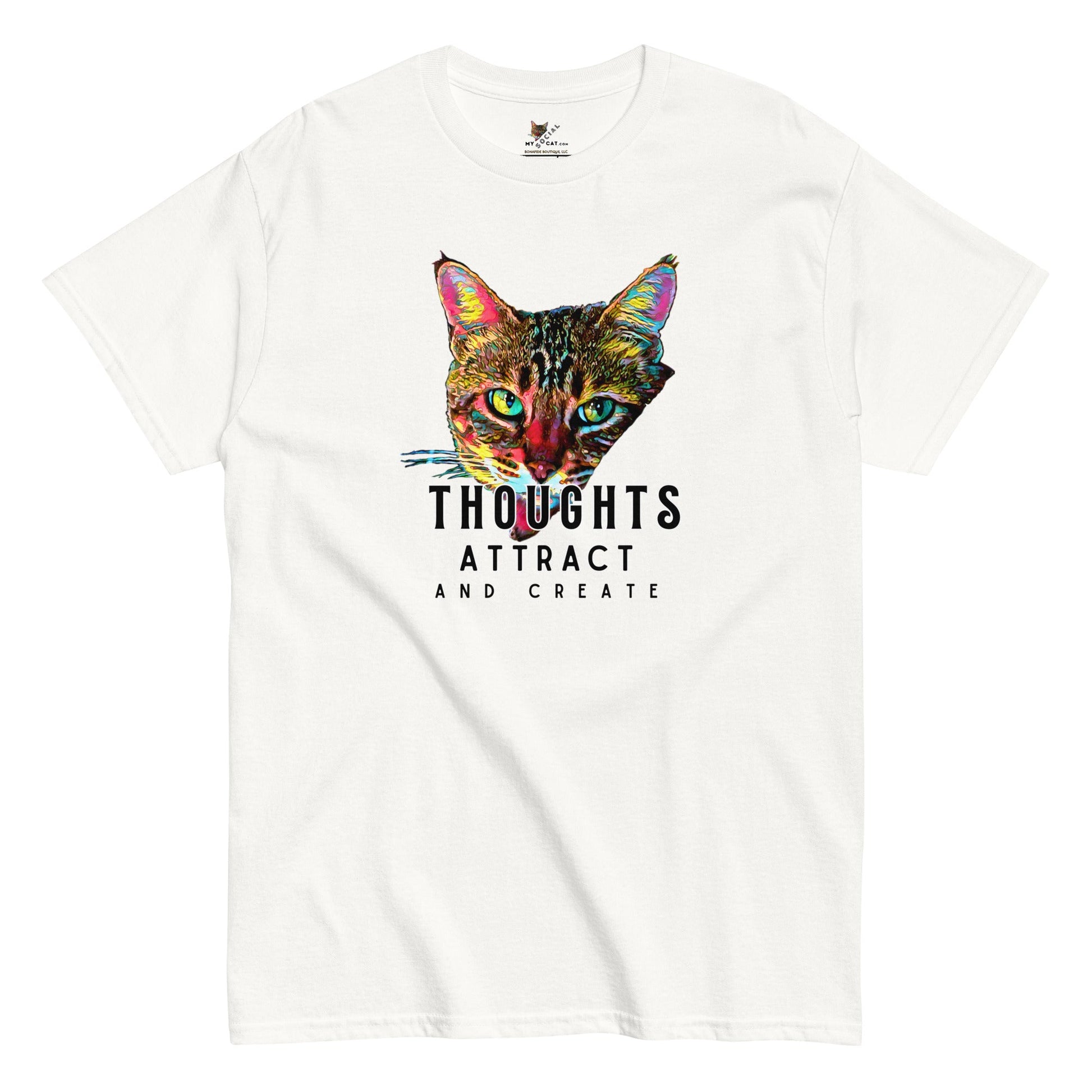 Thoughts Attract and Create Unisex Classic Tee - My Social Cat Bonafide Boutique LLCThoughts Attract and Create Unisex Classic TeeT-shirtMy Social Cat Bonafide Boutique LLCWhiteScatcreate