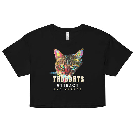 Thoughts Attract & Create Women’s crop top - My Social Cat Bonafide Boutique LLCThoughts Attract & Create Women’s crop topMy Social Cat Bonafide Boutique LLCXSattractcat