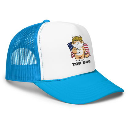 Top Dog Embroidered Foam Trucker Hat - My Social Cat Bonafide Boutique LLCTop Dog Embroidered Foam Trucker HatHatMy Social Cat Bonafide Boutique LLCBlue / White / Bluedogfoam