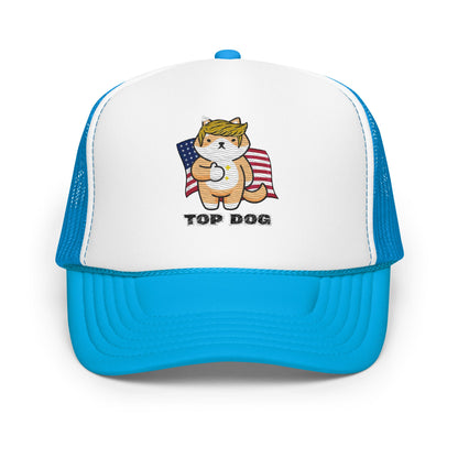 Top Dog Embroidered Foam Trucker Hat - My Social Cat Bonafide Boutique LLCTop Dog Embroidered Foam Trucker HatHatMy Social Cat Bonafide Boutique LLCBlue / White / Bluedogfoam