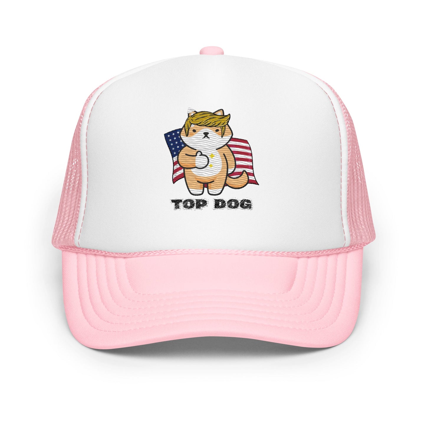 Top Dog Embroidered Foam Trucker Hat - My Social Cat Bonafide Boutique LLCTop Dog Embroidered Foam Trucker HatHatMy Social Cat Bonafide Boutique LLCLight Pink / White / Light Pinkdogfoam
