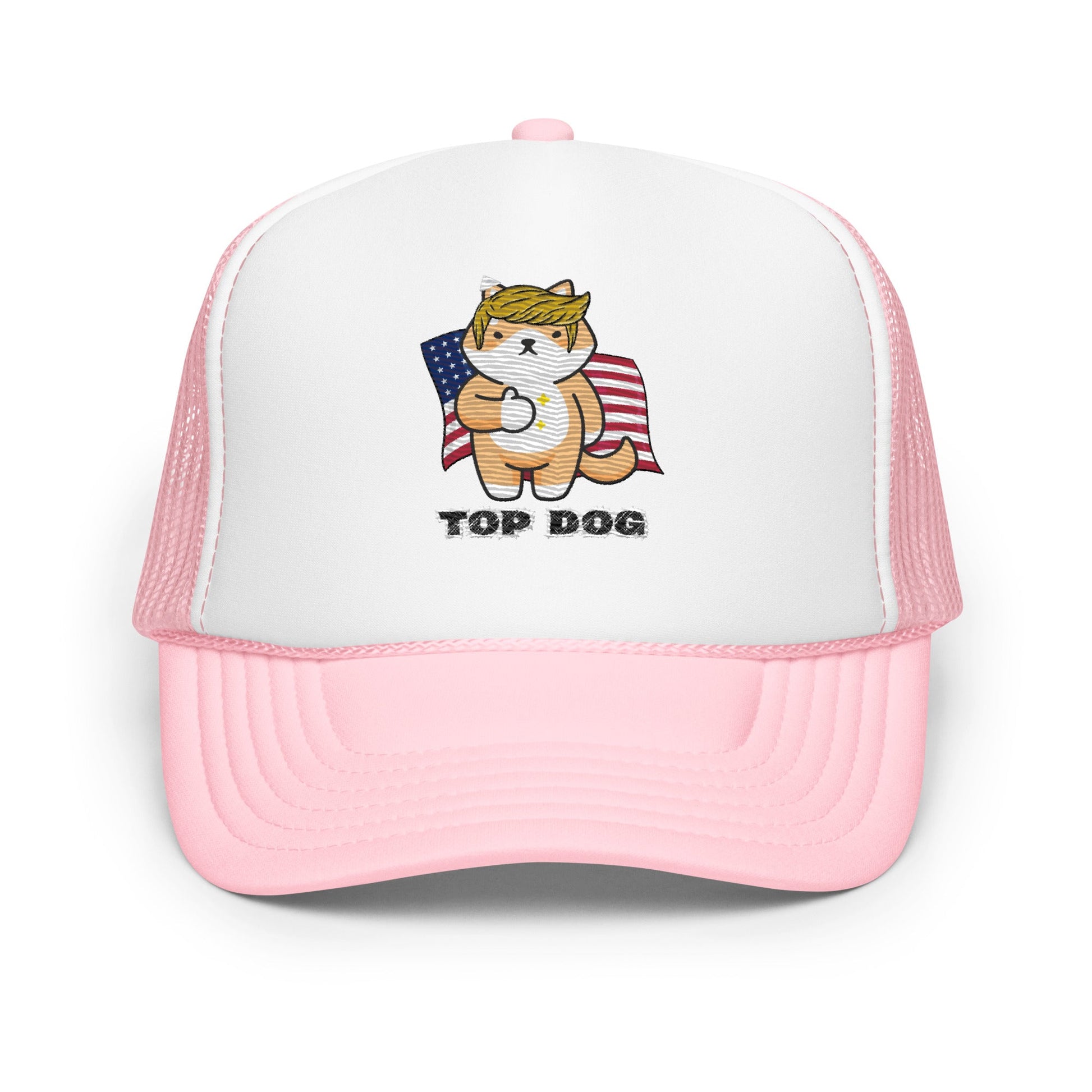 Top Dog Embroidered Foam Trucker Hat - My Social Cat Bonafide Boutique LLCTop Dog Embroidered Foam Trucker HatHatMy Social Cat Bonafide Boutique LLCLight Pink / White / Light Pinkdogfoam