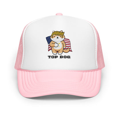 Top Dog Embroidered Foam Trucker Hat - My Social Cat Bonafide Boutique LLCTop Dog Embroidered Foam Trucker HatHatMy Social Cat Bonafide Boutique LLCLight Pink / White / Light Pinkdogfoam