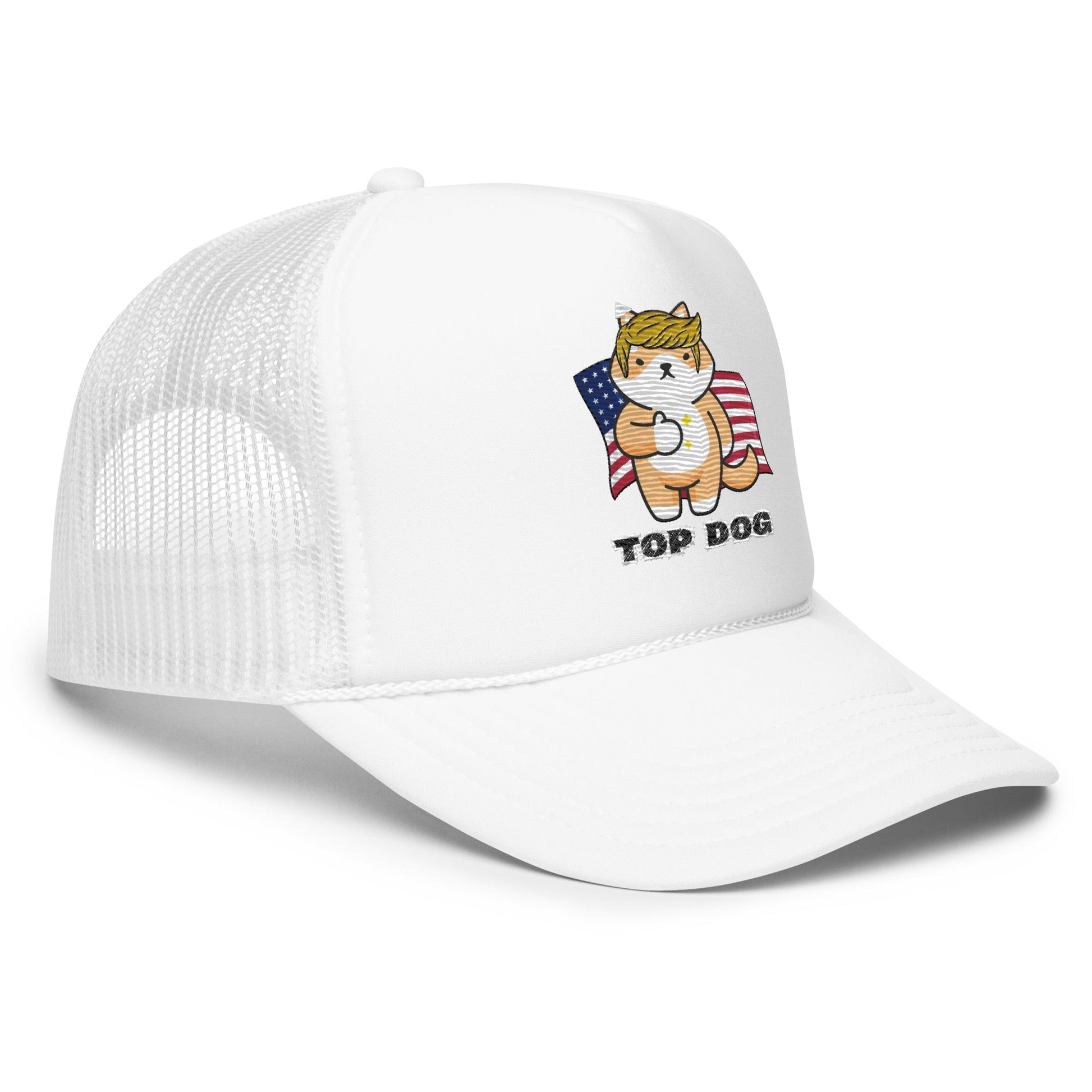 Top Dog Embroidered Foam Trucker Hat - My Social Cat Bonafide Boutique LLCTop Dog Embroidered Foam Trucker HatHatMy Social Cat Bonafide Boutique LLCWhitedogfoam