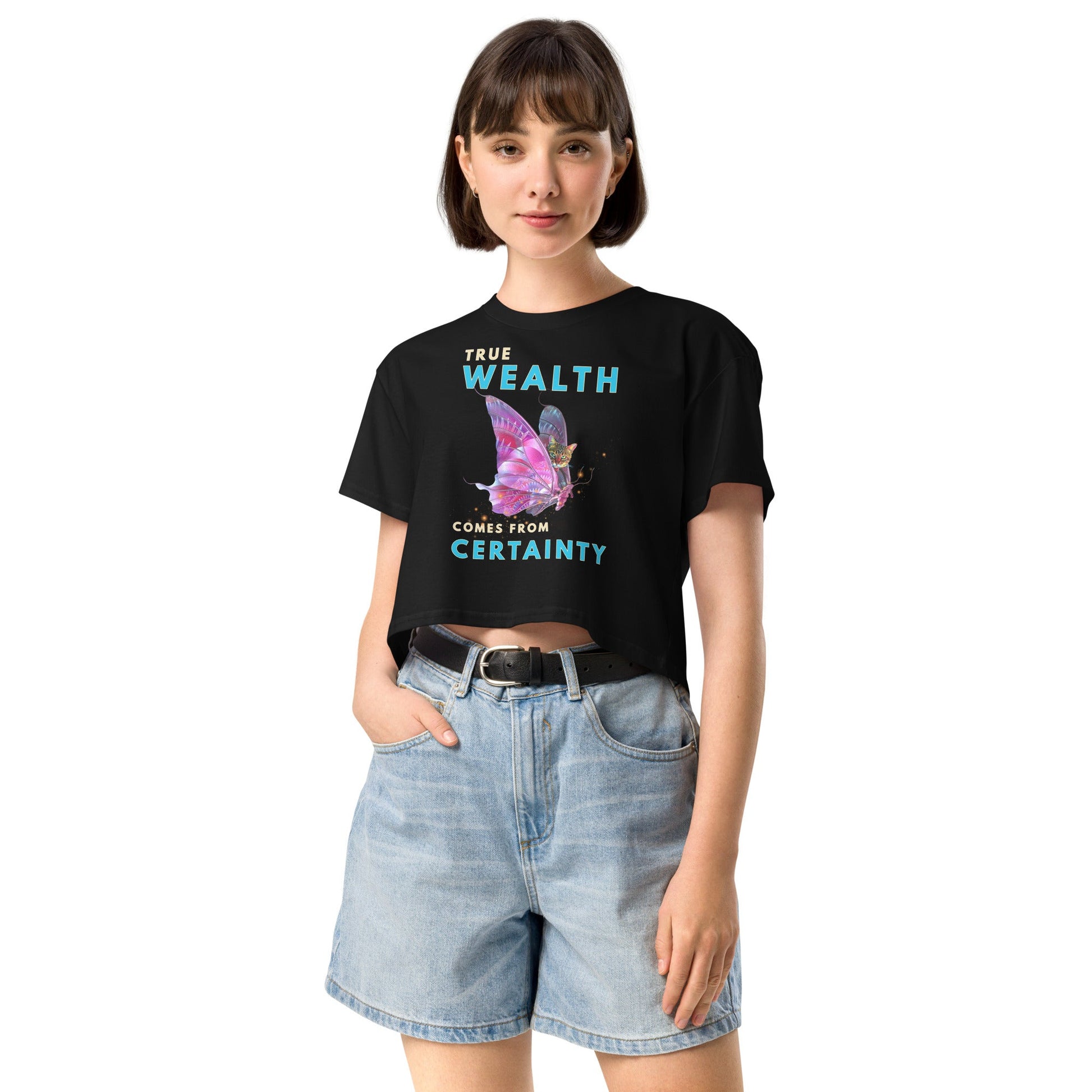 True Wealth Comes From Certainty Women’s Crop Top - My Social Cat Bonafide Boutique LLCTrue Wealth Comes From Certainty Women’s Crop TopT-shirtMy Social Cat Bonafide Boutique LLCXScertaintycrop