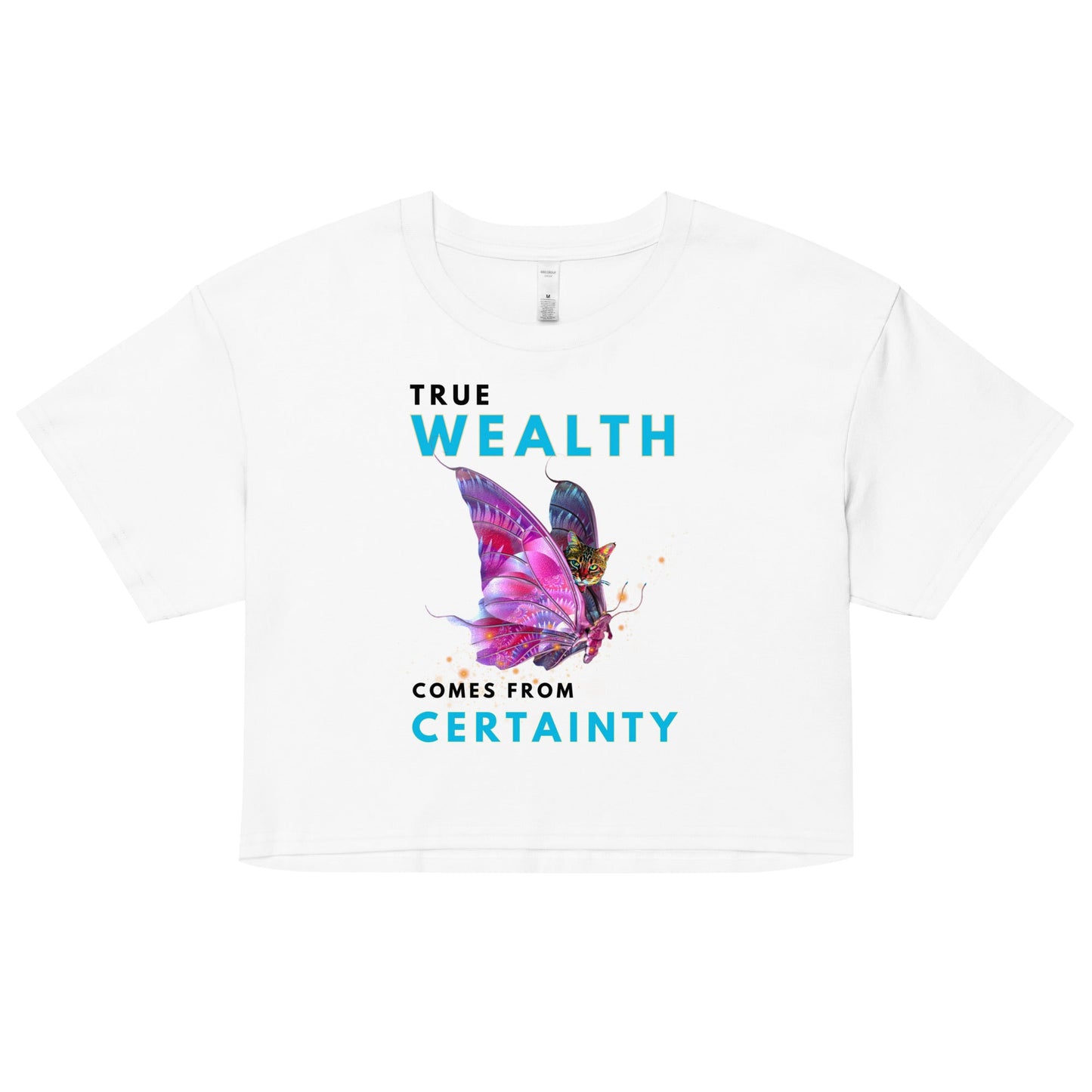 True Wealth Comes From Certainty Women’s Crop Top - My Social Cat Bonafide Boutique LLCTrue Wealth Comes From Certainty Women’s Crop TopT-shirtMy Social Cat Bonafide Boutique LLCWhiteXScertaintycrop
