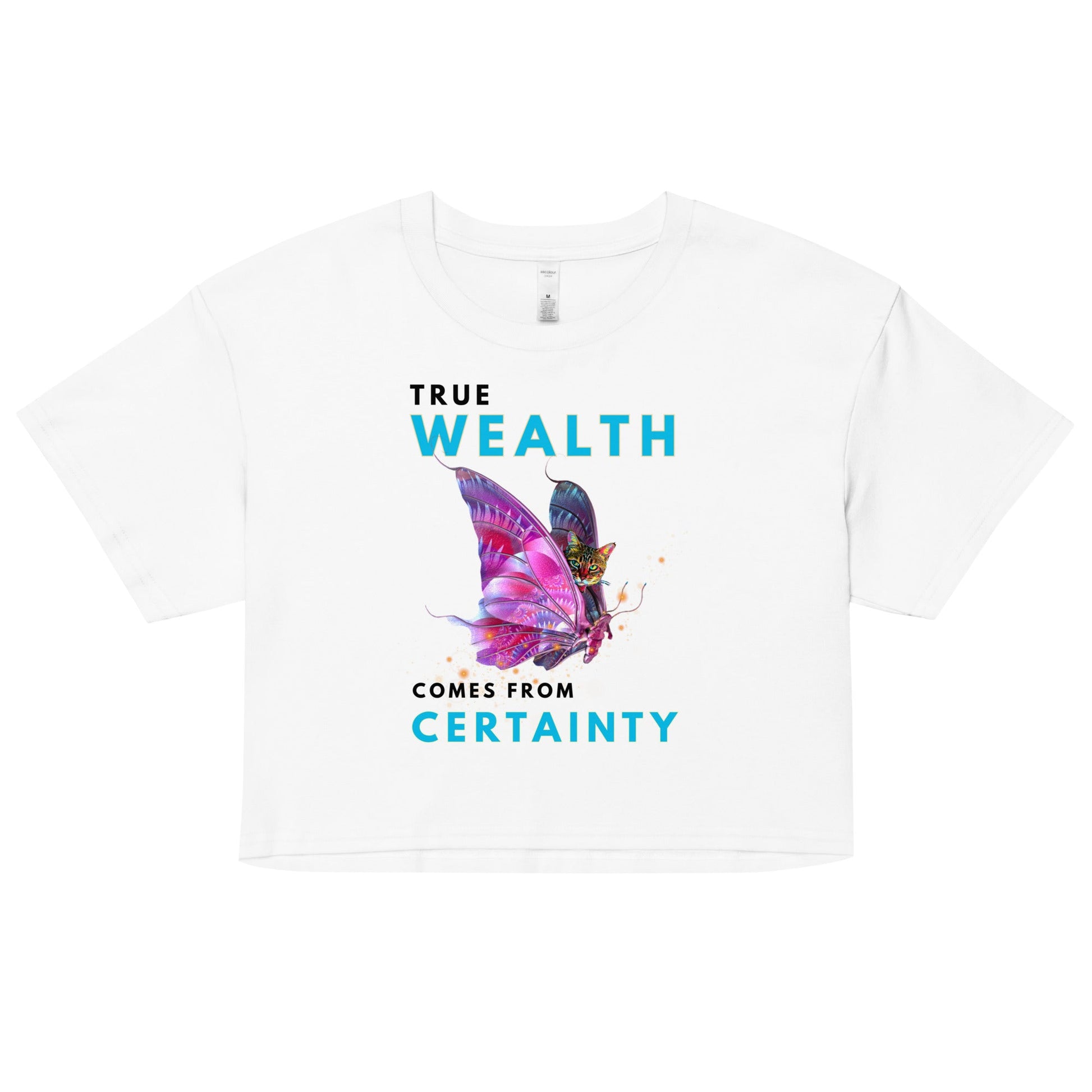 True Wealth Comes From Certainty Women’s Crop Top - My Social Cat Bonafide Boutique LLCTrue Wealth Comes From Certainty Women’s Crop TopT-shirtMy Social Cat Bonafide Boutique LLCWhiteXScertaintycrop