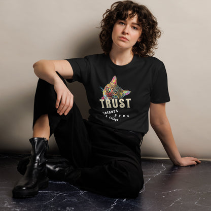 Trust Detours Paws & Delays Unisex Premium Combed Cotton Tee - My Social Cat Bonafide Boutique LLC  