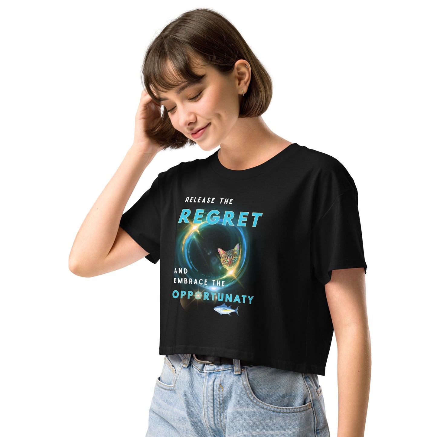 Tuna Women’s Crop Top - My Social Cat Bonafide Boutique LLCTuna Women’s Crop TopT-shirtMy Social Cat Bonafide Boutique LLCBlackS