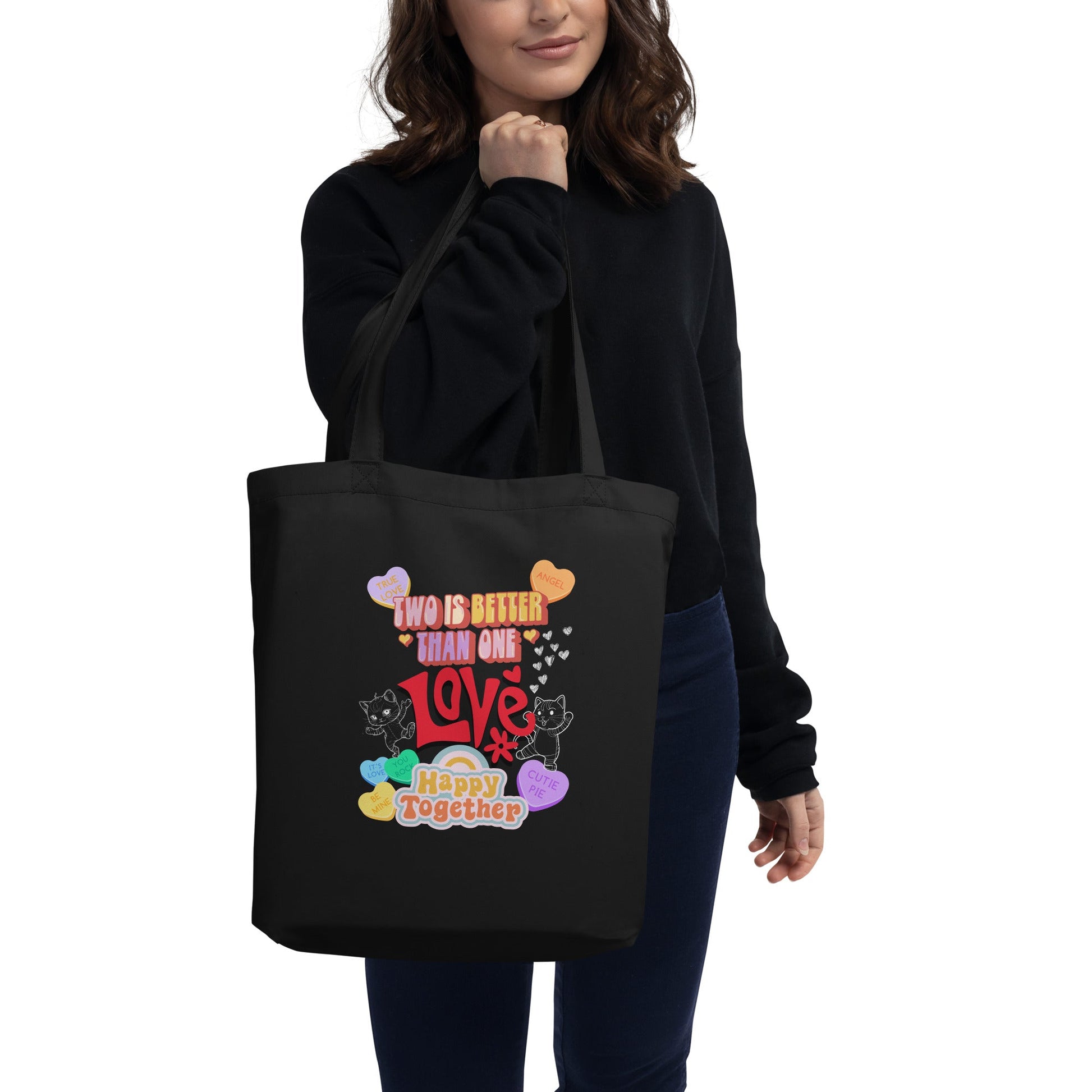 Two Is Better Than One Organic Eco Tote Bag - My Social Cat Bonafide Boutique LLCTwo Is Better Than One Organic Eco Tote BagtoteMy Social Cat Bonafide Boutique LLCOysterbagcat