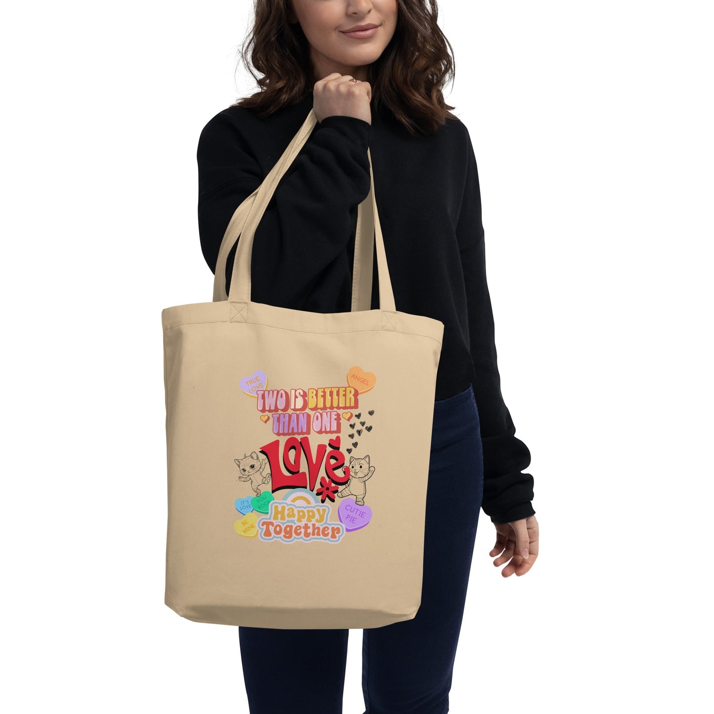 Two Is Better Than One Organic Eco Tote Bag - My Social Cat Bonafide Boutique LLCTwo Is Better Than One Organic Eco Tote BagtoteMy Social Cat Bonafide Boutique LLCOysterbagcat