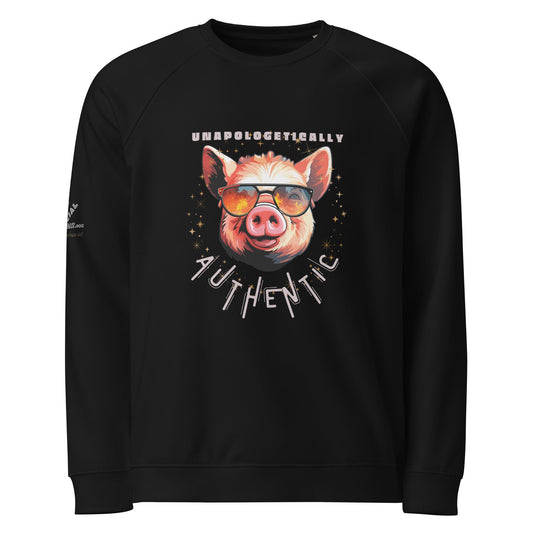 Unapologetically Authentic Unisex Organic Plush Sweatshirt - My Social Cat Bonafide Boutique LLCUnapologetically Authentic Unisex Organic Plush SweatshirtMy Social Cat Bonafide Boutique LLCBlackXSauthenticraglan