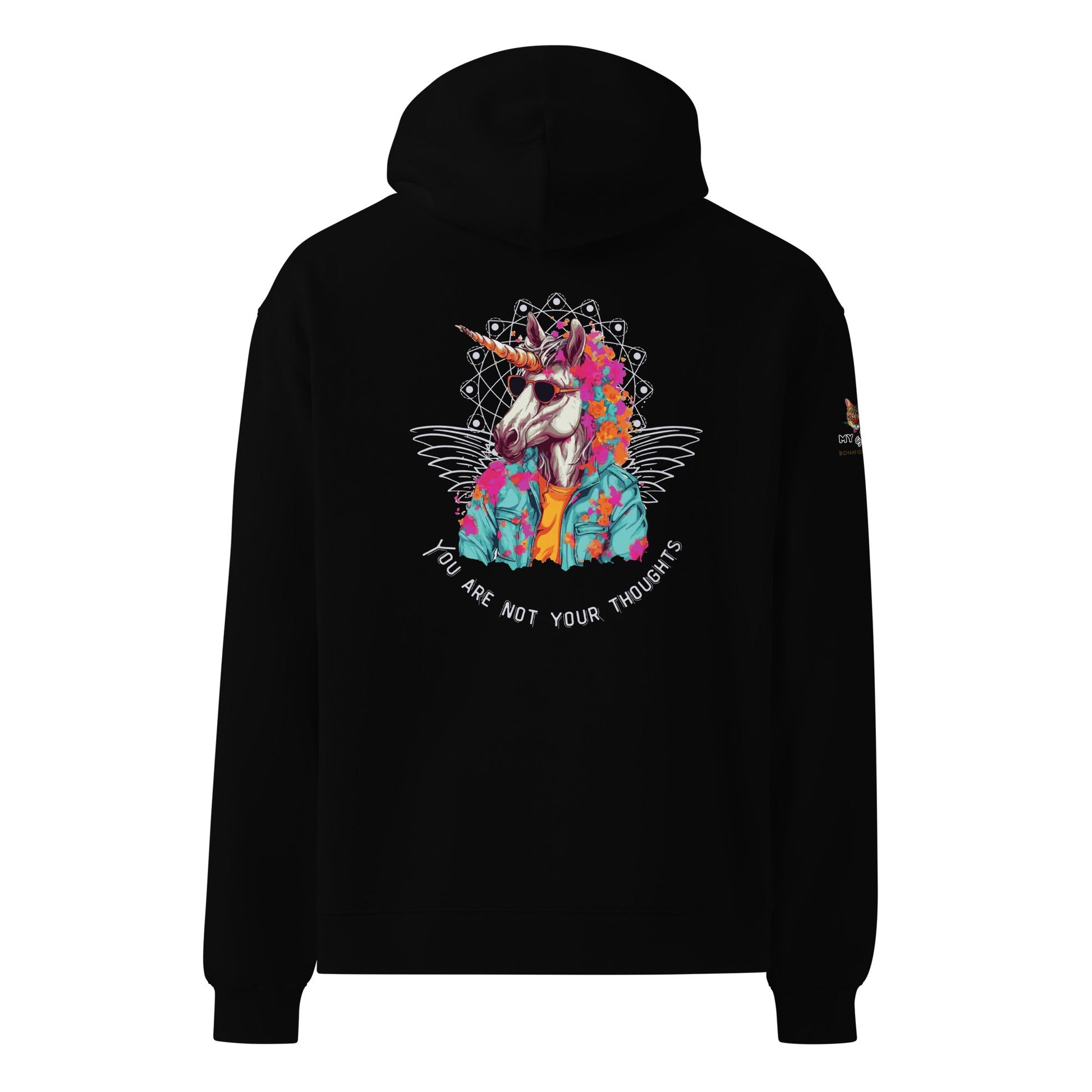 Unicorn Thoughts Unisex Oversized Hoodie - My Social Cat Bonafide Boutique LLCUnicorn Thoughts Unisex Oversized HoodieHooded sweatshirtMy Social Cat Bonafide Boutique LLCBlackShoodienot