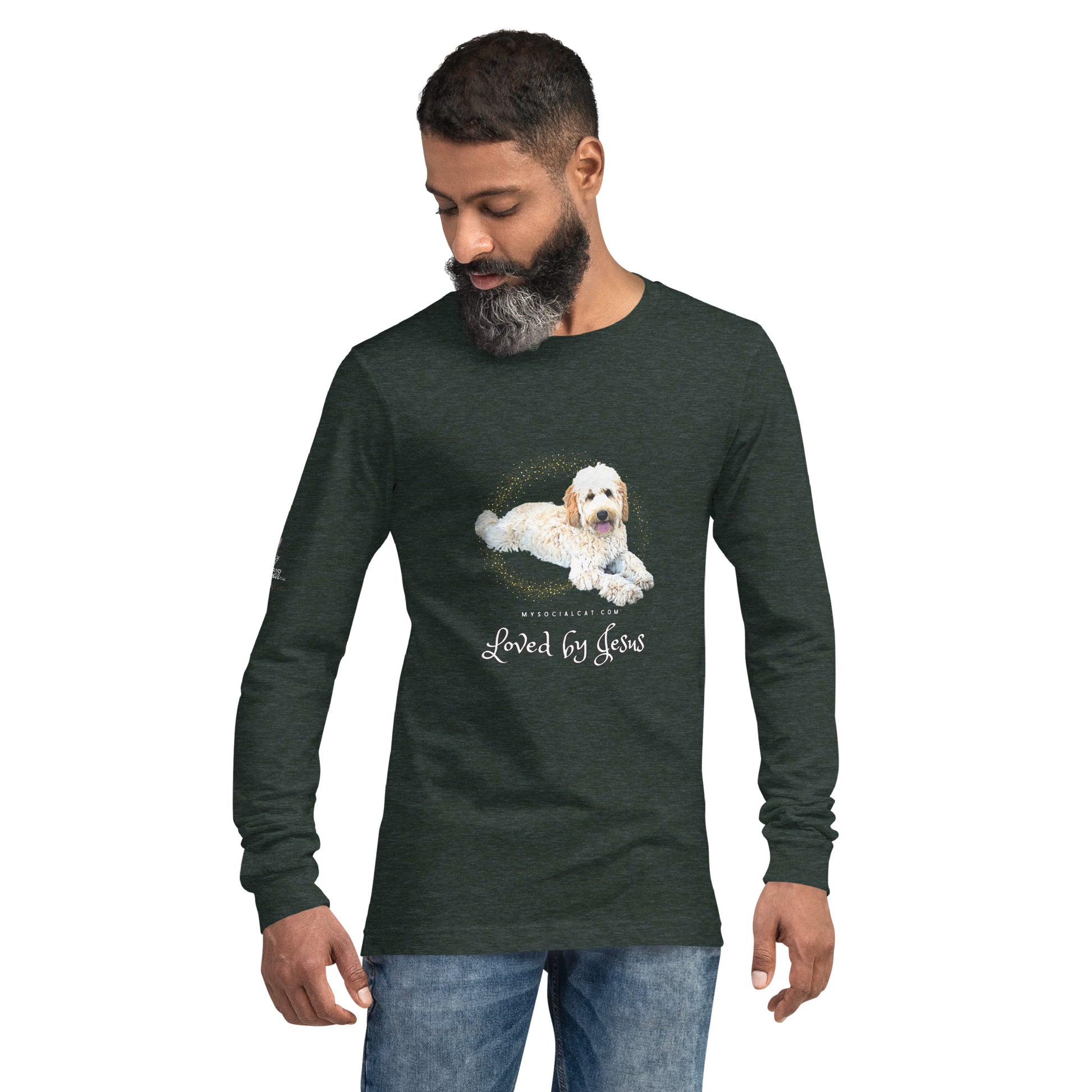unisex long sleeve tee heather forest front view
