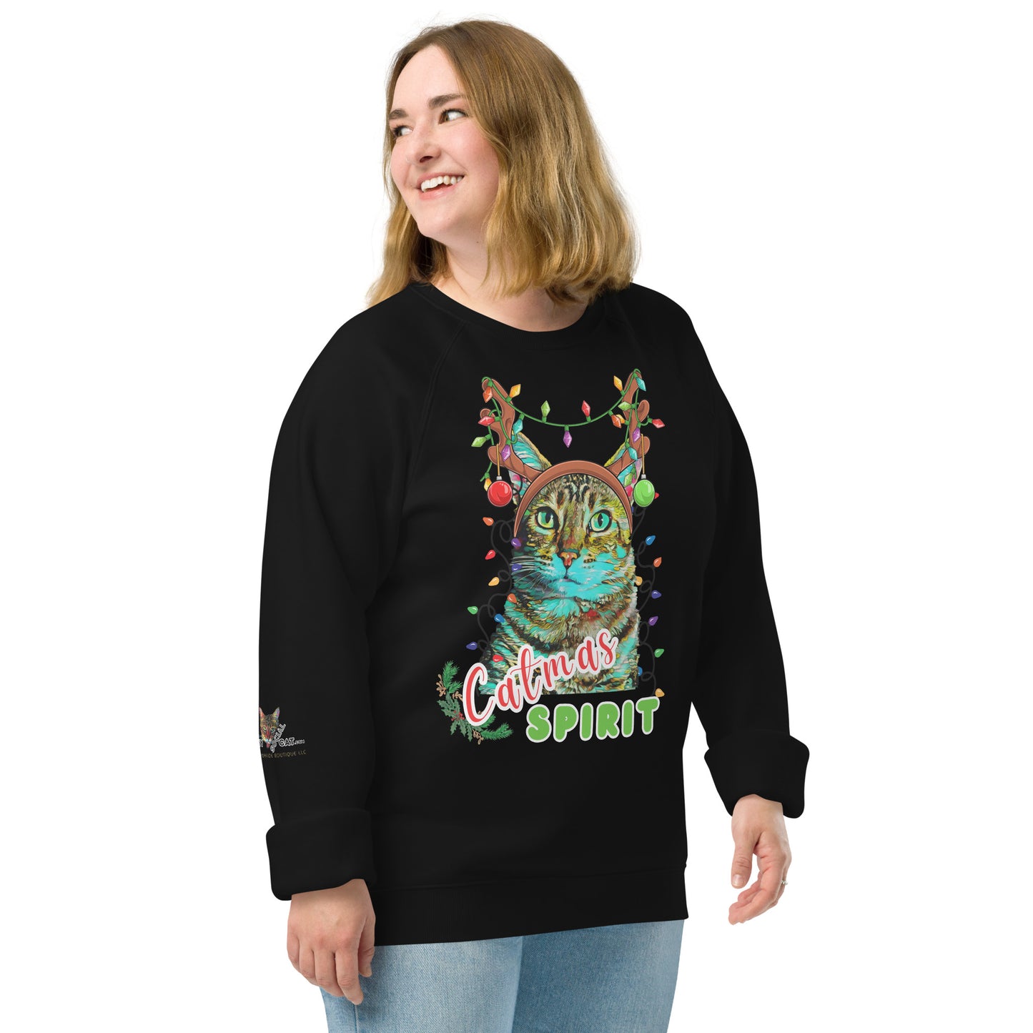 Catmas Spirit Unisex Organic Raglan Sweatshirt