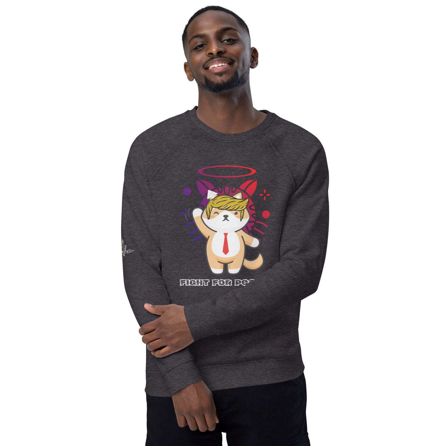 young black man is wearing a grey sweatshirt