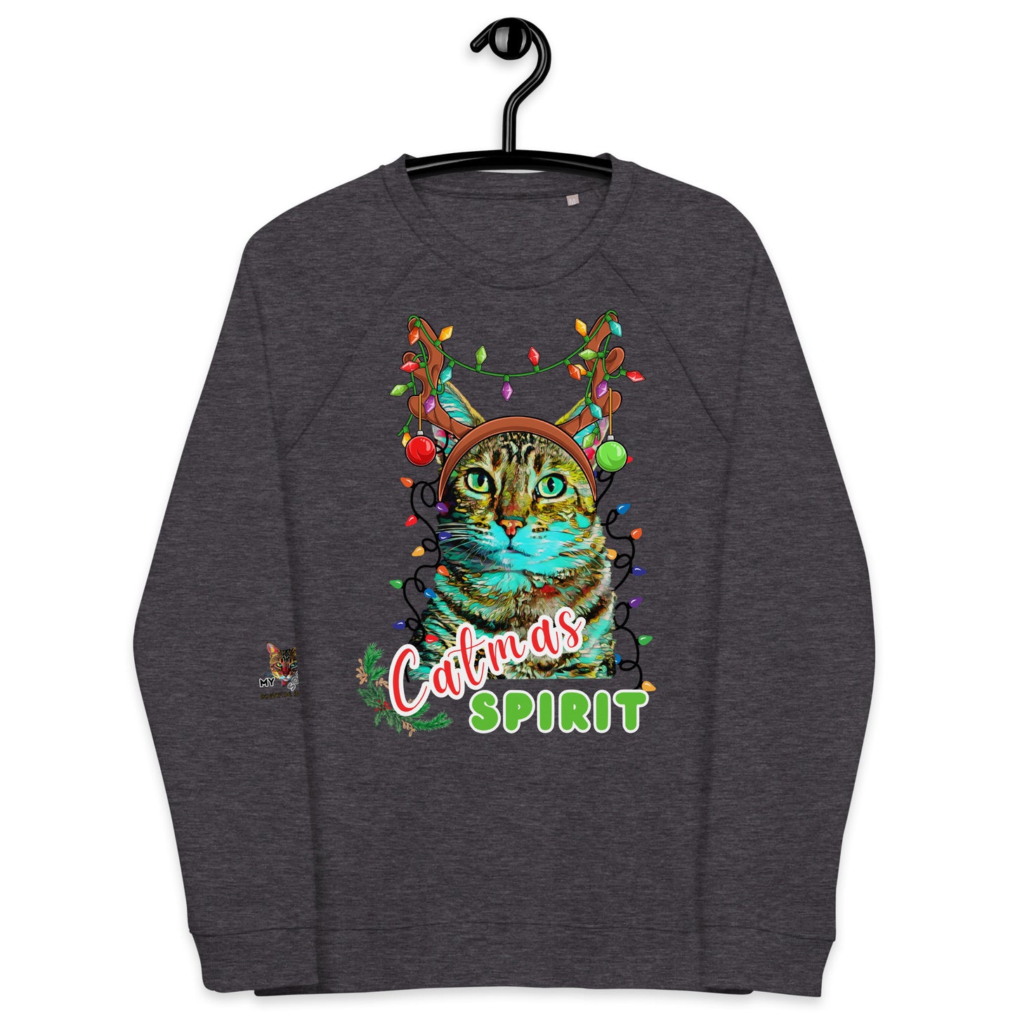 Catmas Spirit Unisex Organic Raglan Sweatshirt
