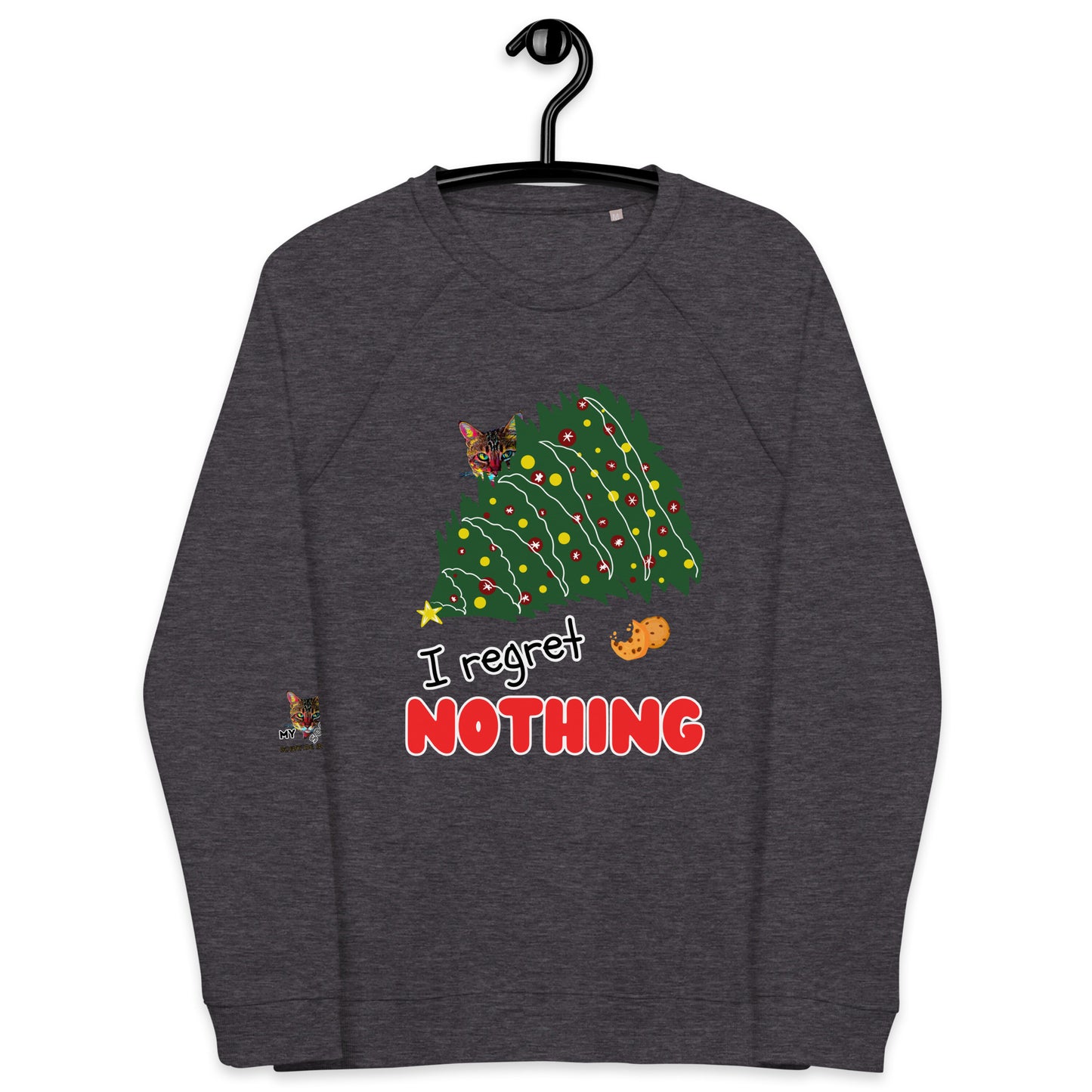 I Regret Nothing Unisex Organic Raglan Sweatshirt