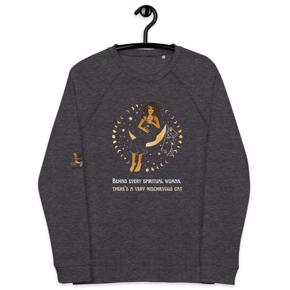 charcoal melange sweatshirt on hanger on white background