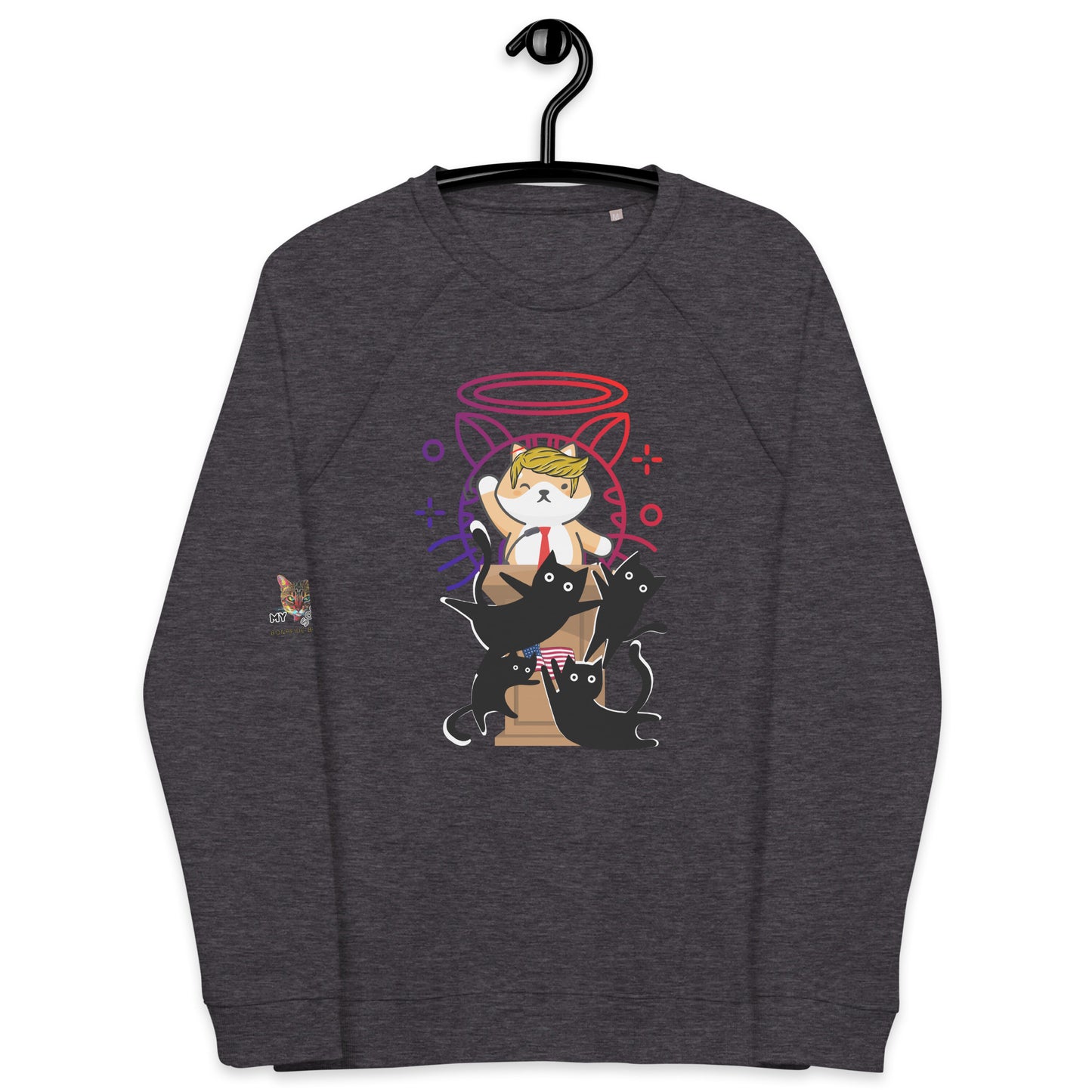 unisex-organic-raglan-sweatshirt-charcoal-melange-front-669ddc6cdf3df trump top dog boss