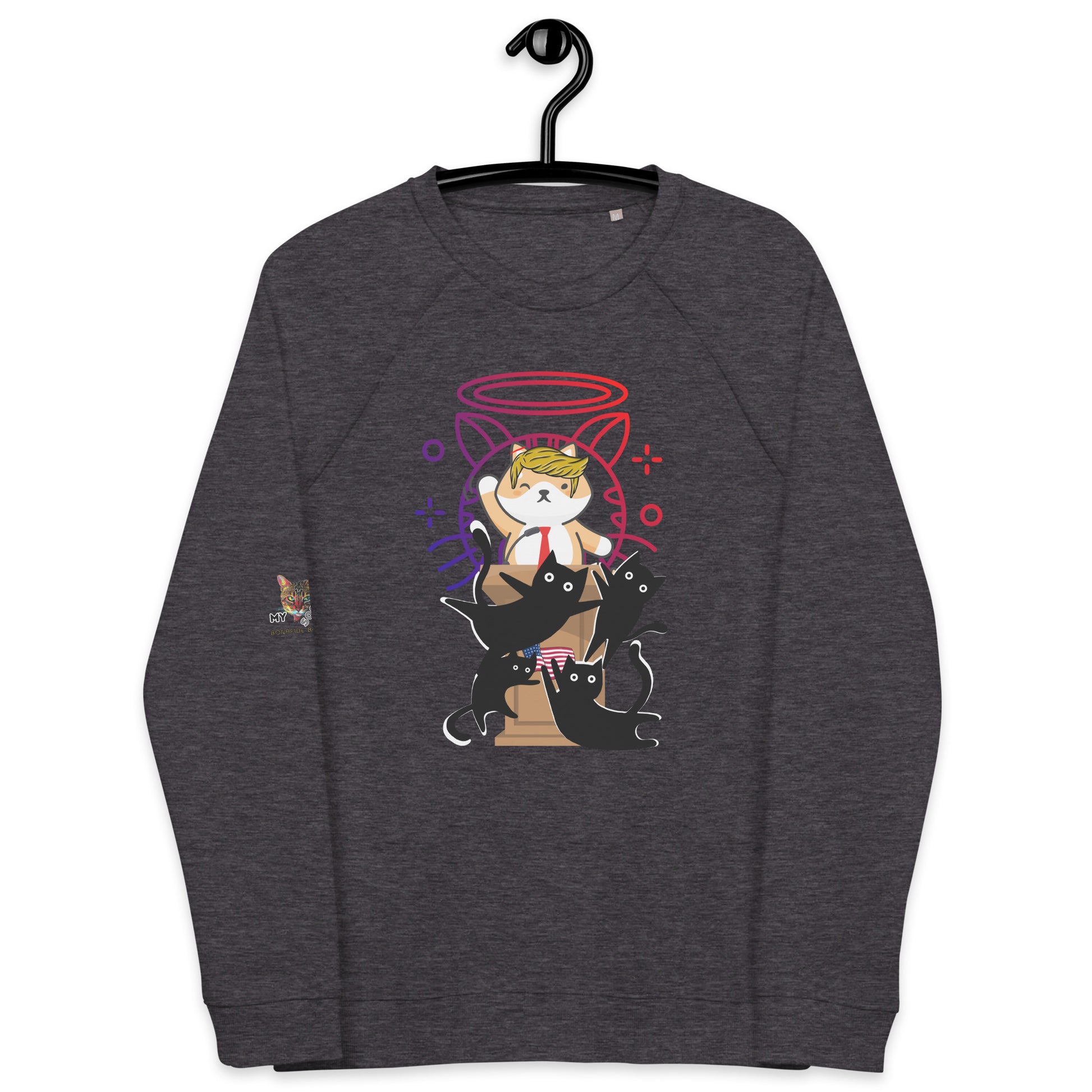unisex-organic-raglan-sweatshirt-charcoal-melange-front-669ddc6cdf3df trump top dog boss