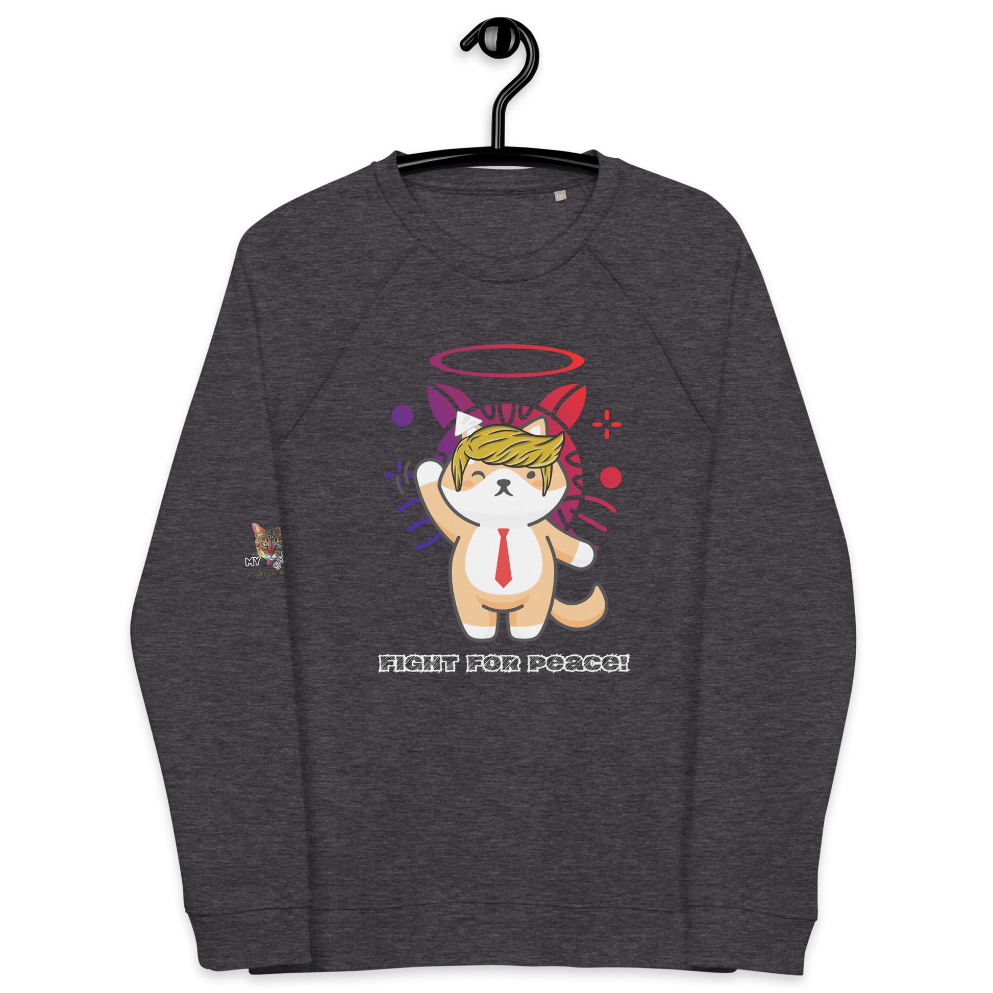 charcoal melange sweatshirt on white background organic