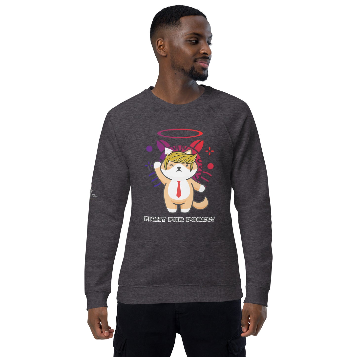 young black man is wearing a grey sweatshirt