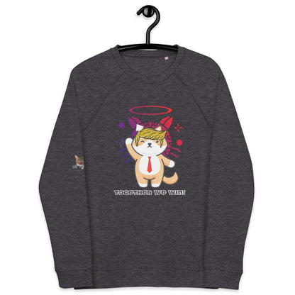 unisex-organic-raglan-sweatshirt-charcoal-melange-front-66a17e99a148c trump top dog together we win