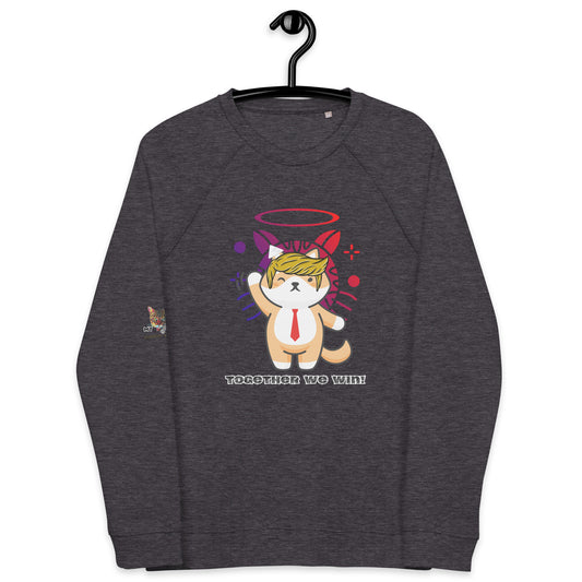 unisex-organic-raglan-sweatshirt-charcoal-melange-front-66a17e99a148c trump top dog together we win